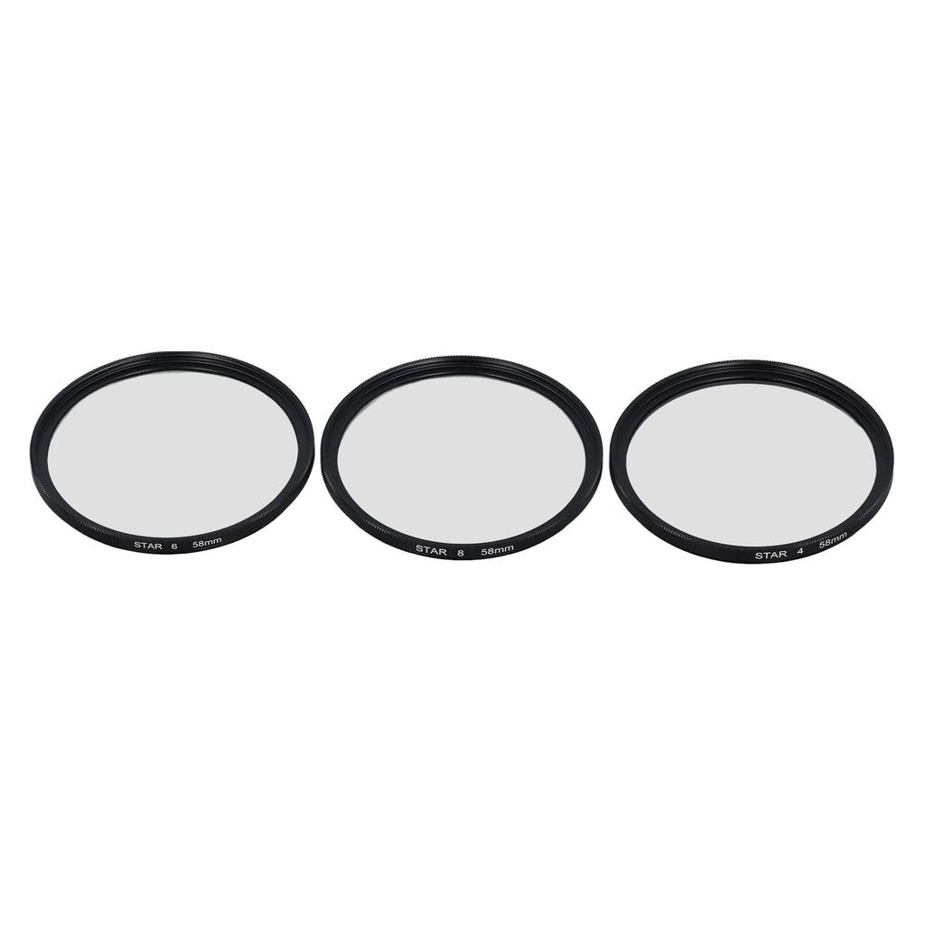 3PCS 58mm Star Filter Optical Glass 4 6 8 Points Slim Starburst Special Effects Filter for Micro