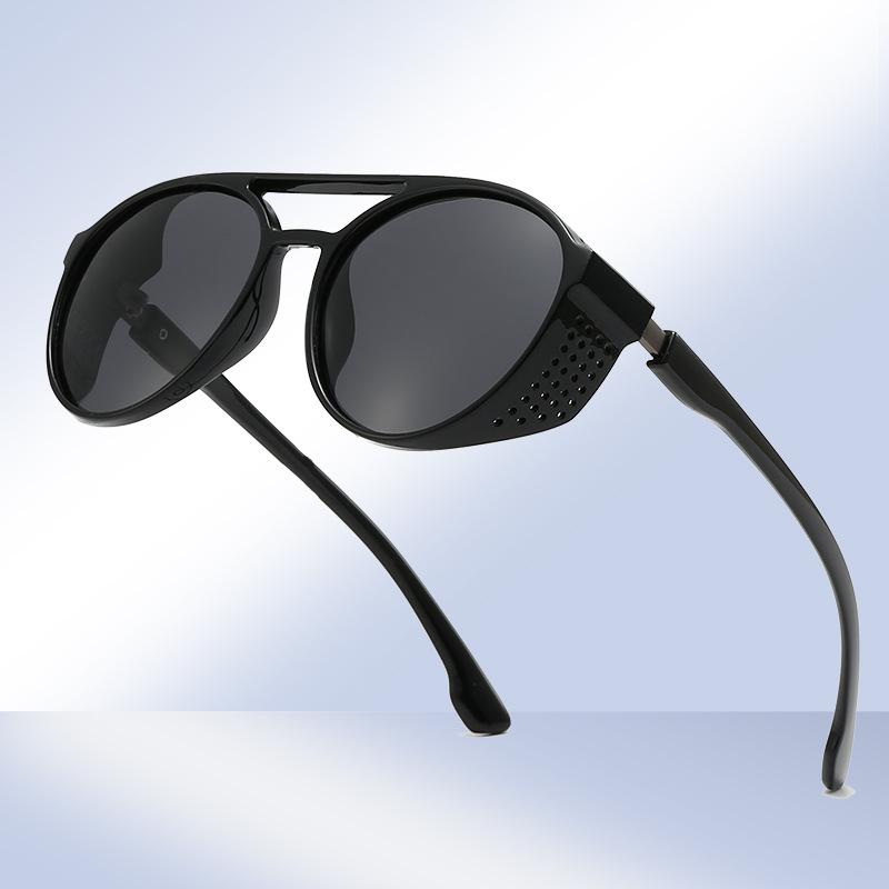Punk Style Polarized Sunglasses Double Beam Round Hollow Retro Sunglasses Amazon Hot-Selling Glasses