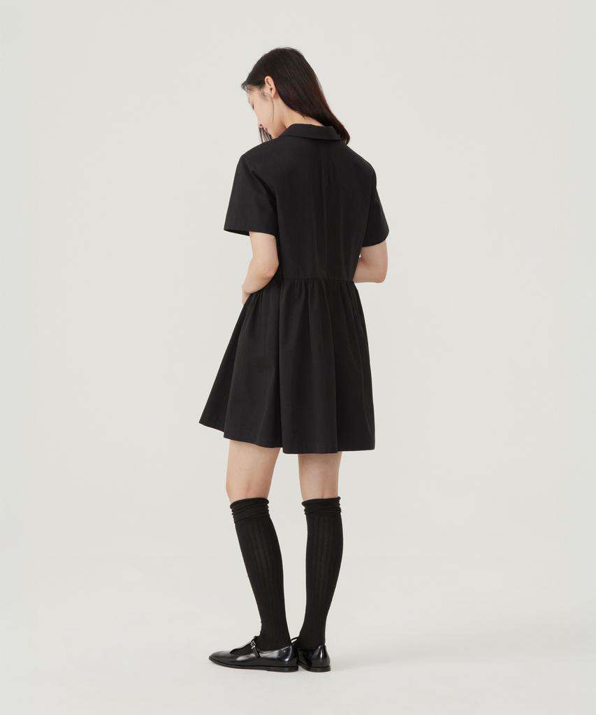 Covernat Woman Collared Half-Sleeve Dress Ivory