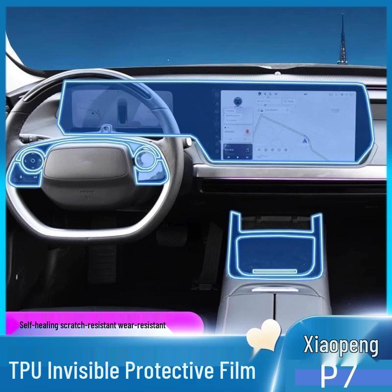 Xiaopeng P7I TPU Protective Film for Center Console, Dashboard, Navigation, and Gear Shift.