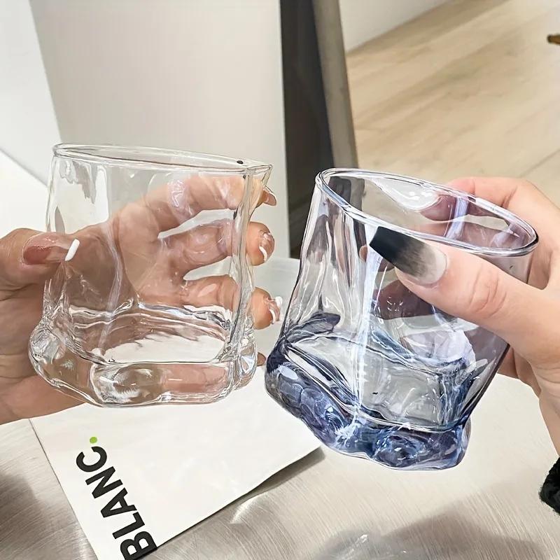 Unique Whisky Glass Irregular Transparent Glass Wine Cup Drinking Glasses for Home Summer Beverage Cup Kitchenware