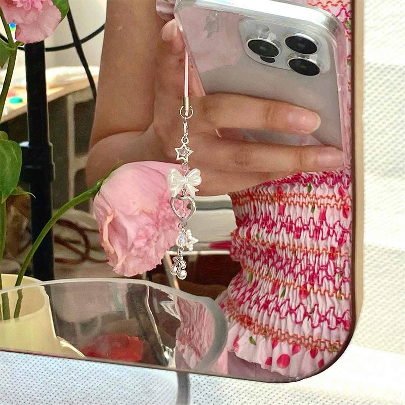Y2K elegant arc cireșe telefon mobil lanț dulce feminin telefon curea breloc căști caz pandantiv pentru fete cadouri