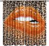 Glitter Lips Decor Window Curtains Red Sequins Sparkling Black White Leopard Zebra Home Kitchen Livingroom Coffee Room Window