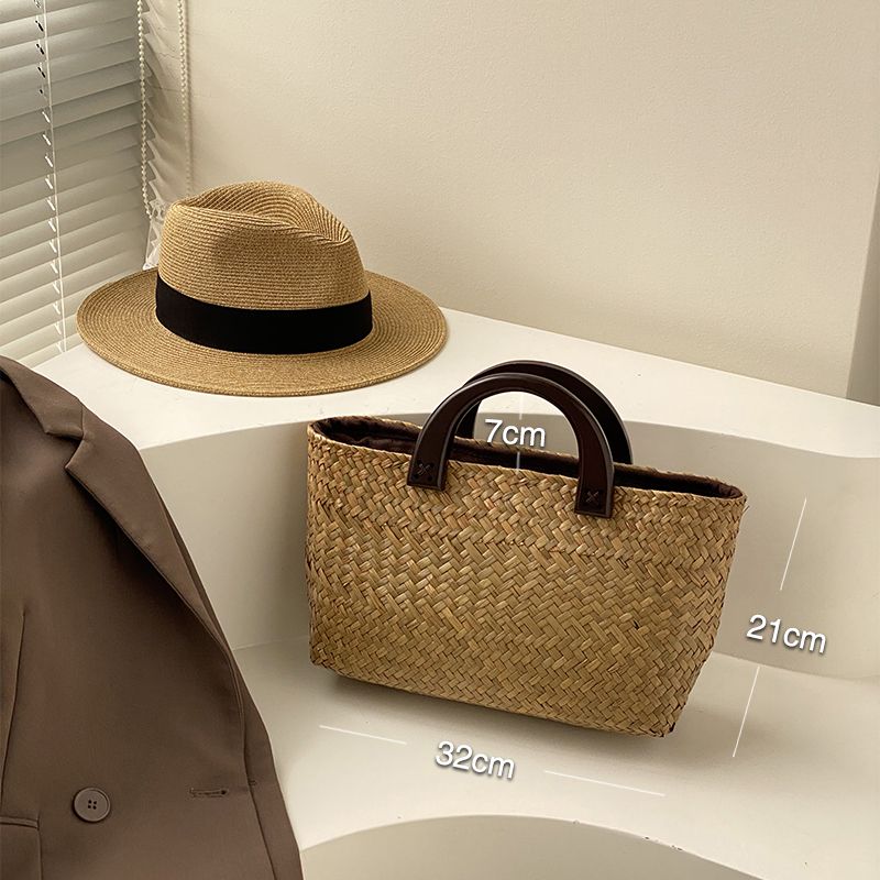 

Retro South Korea Ins Blogger Square Portable Straw-Weaved Bag Rectangle