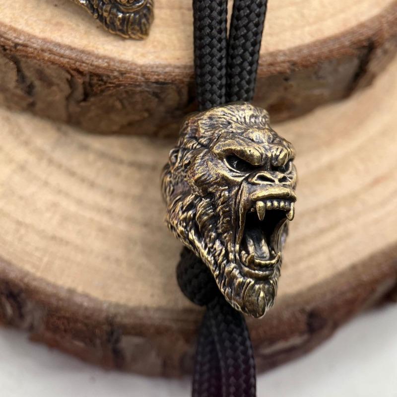 Roaring Gorilla Brass Knife Bead EDC Outdoor DIY Accessories Woven Lanyard Pendant Jewelry Punk Bracelet Charms
