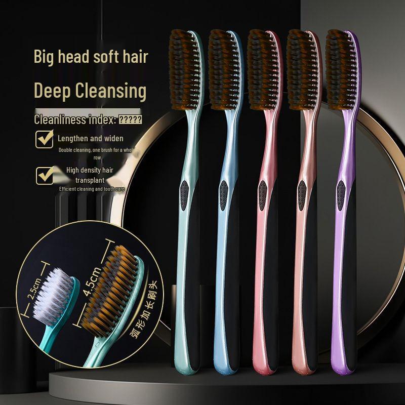 Efficient Big Head Toothbrush: Soft High-Grade Long Bristles, Ideal for Easy Cleaning - Family Pack