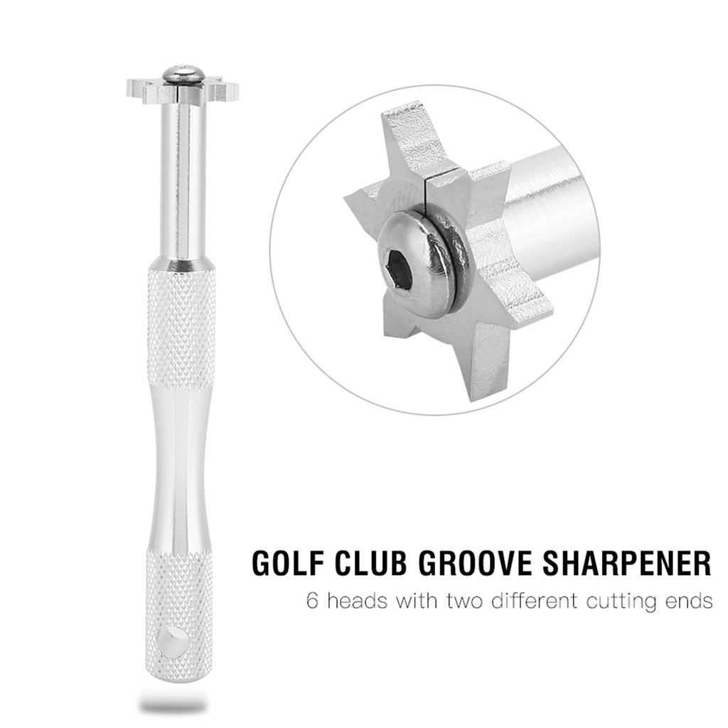 Golf Club Groove Sharpener Tool with Multi Angle Shape Mouth Cutters (Silver)