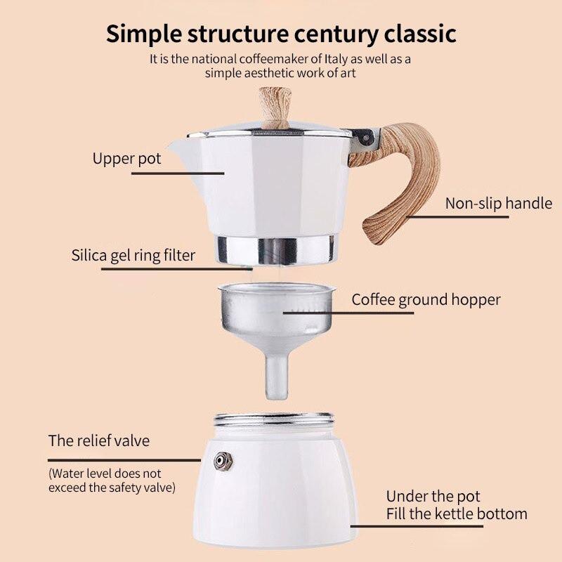 7Pcs Moka Pot Coffee Machine Kit Portable Hand Brew Espresso Coffee Equipment Coffee Maker Gift Set