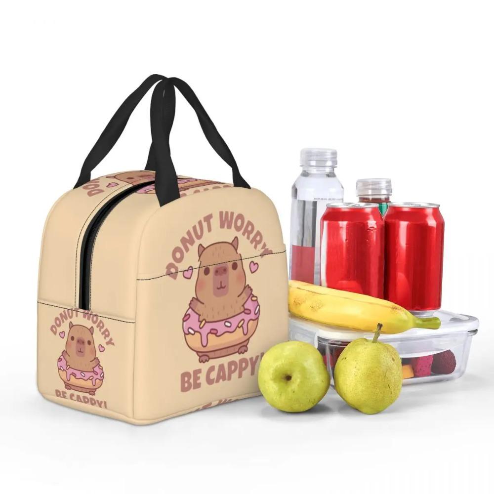 Custom Donut Worry Be Cappy Capybara Insulated Lunch Bag for School Office Portable Thermal Cooler Bento Box Women Children