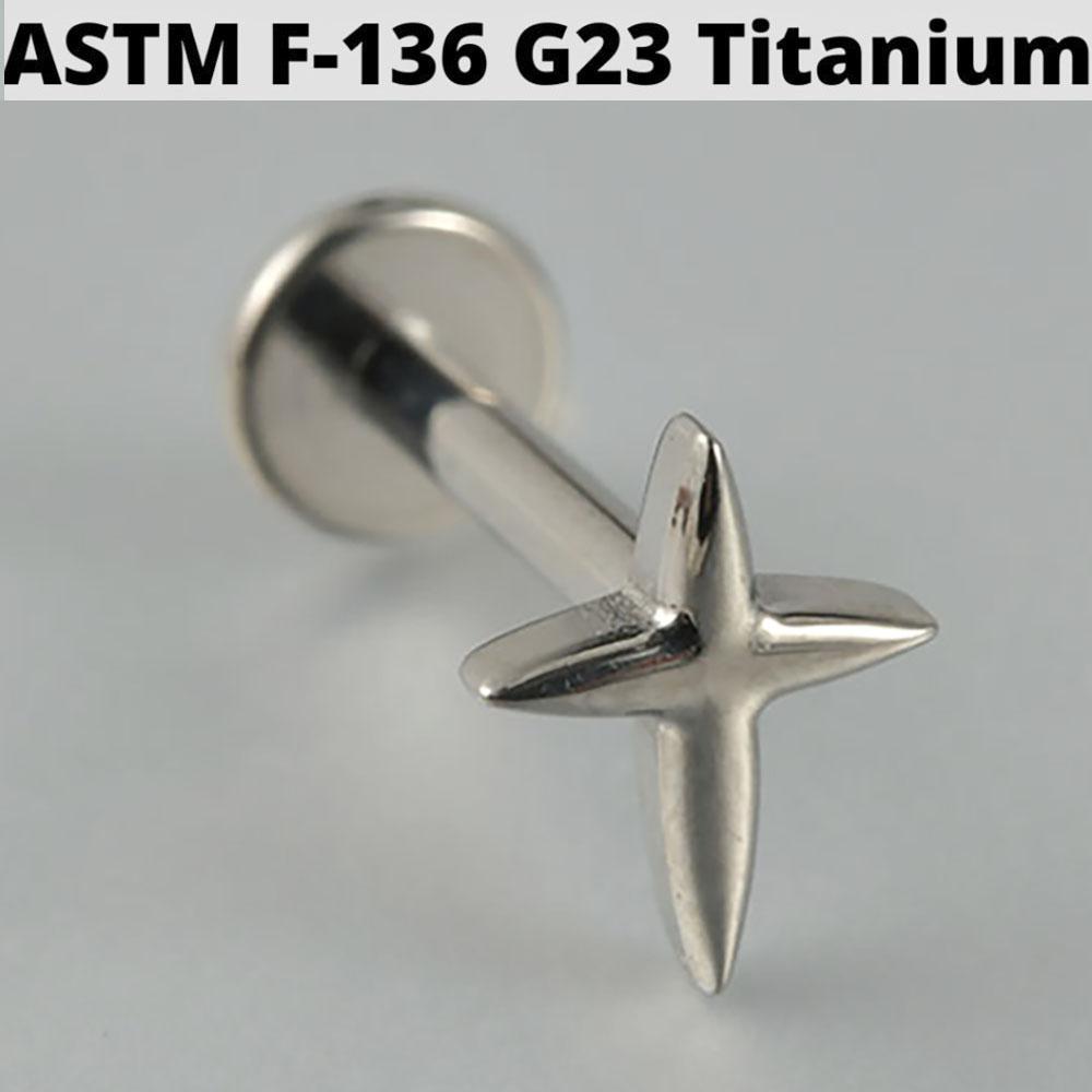 Cz Four Pointed Star G23 Solid Titanium Cartilage Earrings Stud 16G Internally Threaded Sun Helix Ear Tragus Piercing Jewelry
