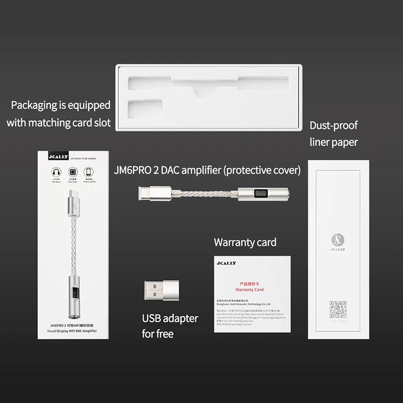 Upgraded JM6 Pro2 Earphone Power Amplifier CX31993 DAC with MAX97220 Op-Amp Chip PCM 32bits/384kHz Adapter For Phone,Laptop,Pad