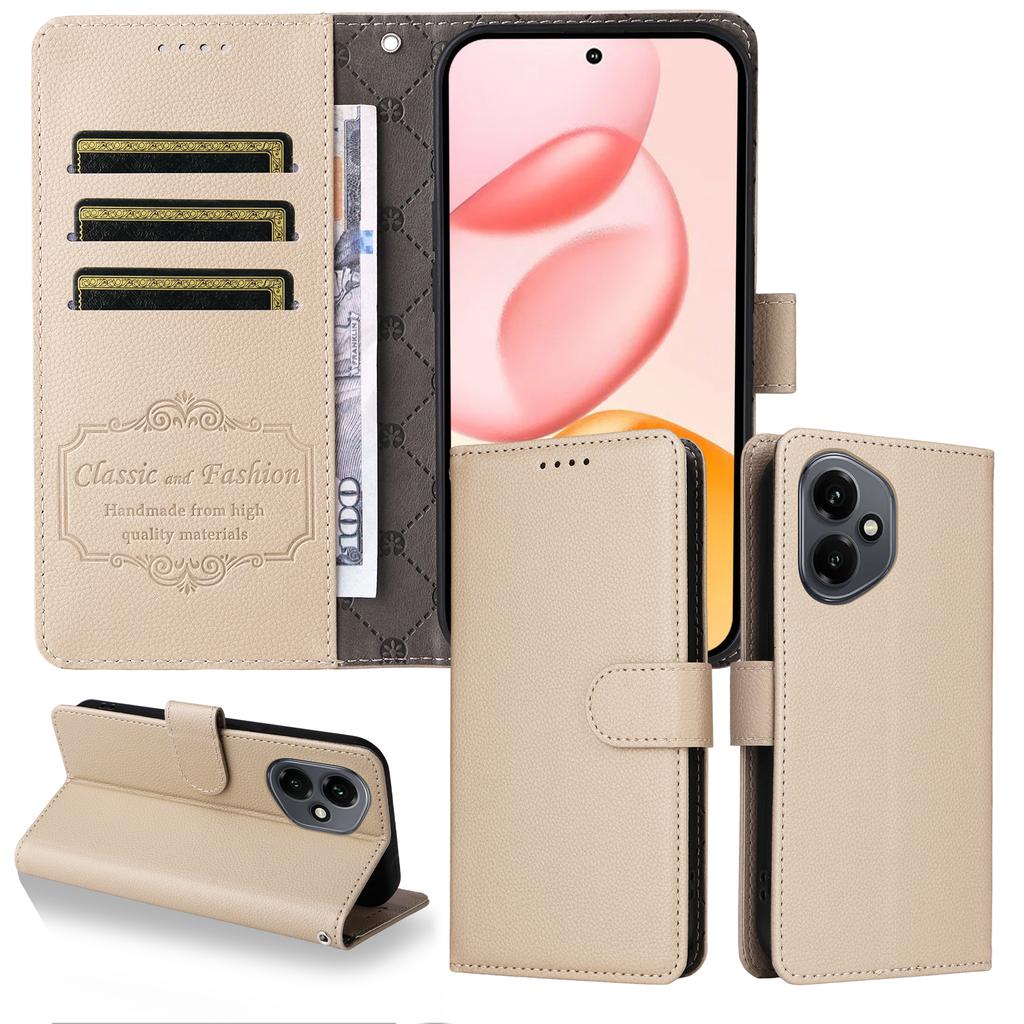 For Honor 400 5G (Global) Case RFID Blocking 3 Card Slots PU Leather Phone Cover with Wrist Strap