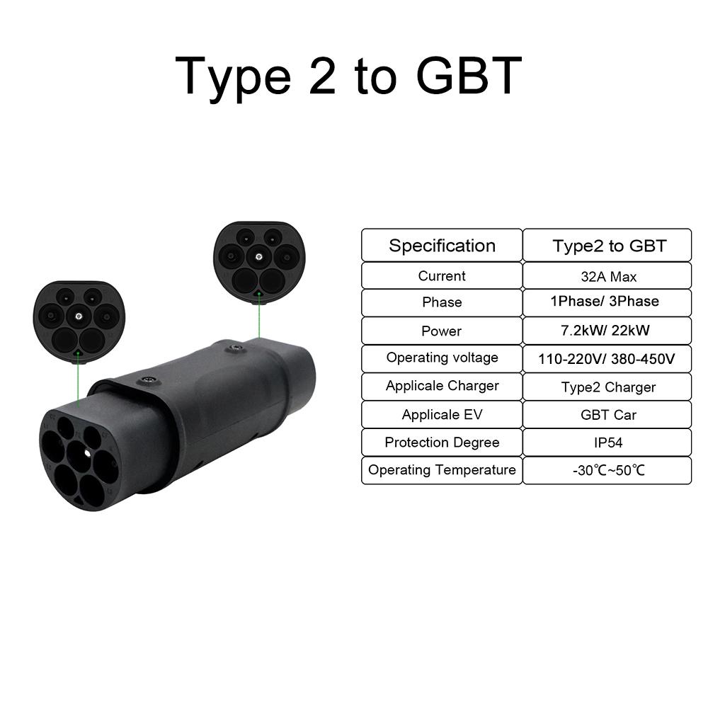 Electric Vehicle Charging Connector Type 2 To Type 1 J1772 EV Adapter Type 2 To GBT EVSE Charger Type 1 To GBT EV Adaptor