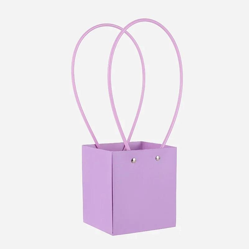 1pcs New Colored Waterproof Kraft Paper Handbag Handheld Gift Snack Bouquet Handbags Festival Flower Gift Packaging Handbag