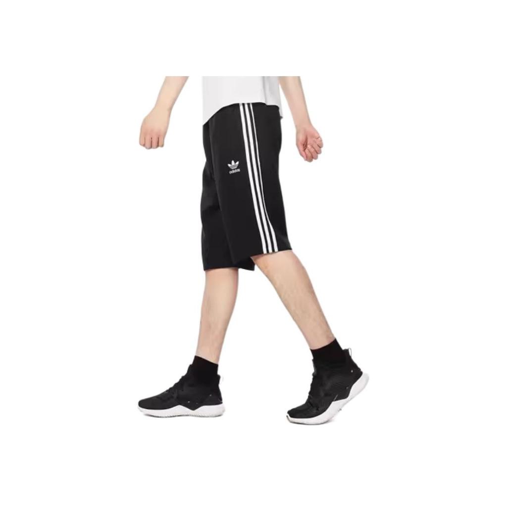 Adidas Originals Trefoil Logo Print 3-Stripes Shorts Men Bottoms Black CE1542