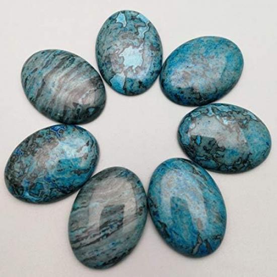 Fashion 30x40mm Natural Oval Stone Beads Charms Blue Onyx CAB CABOCHON no Hole for Jewelry Making 10pcs/lot - (Color: Mixed Color)