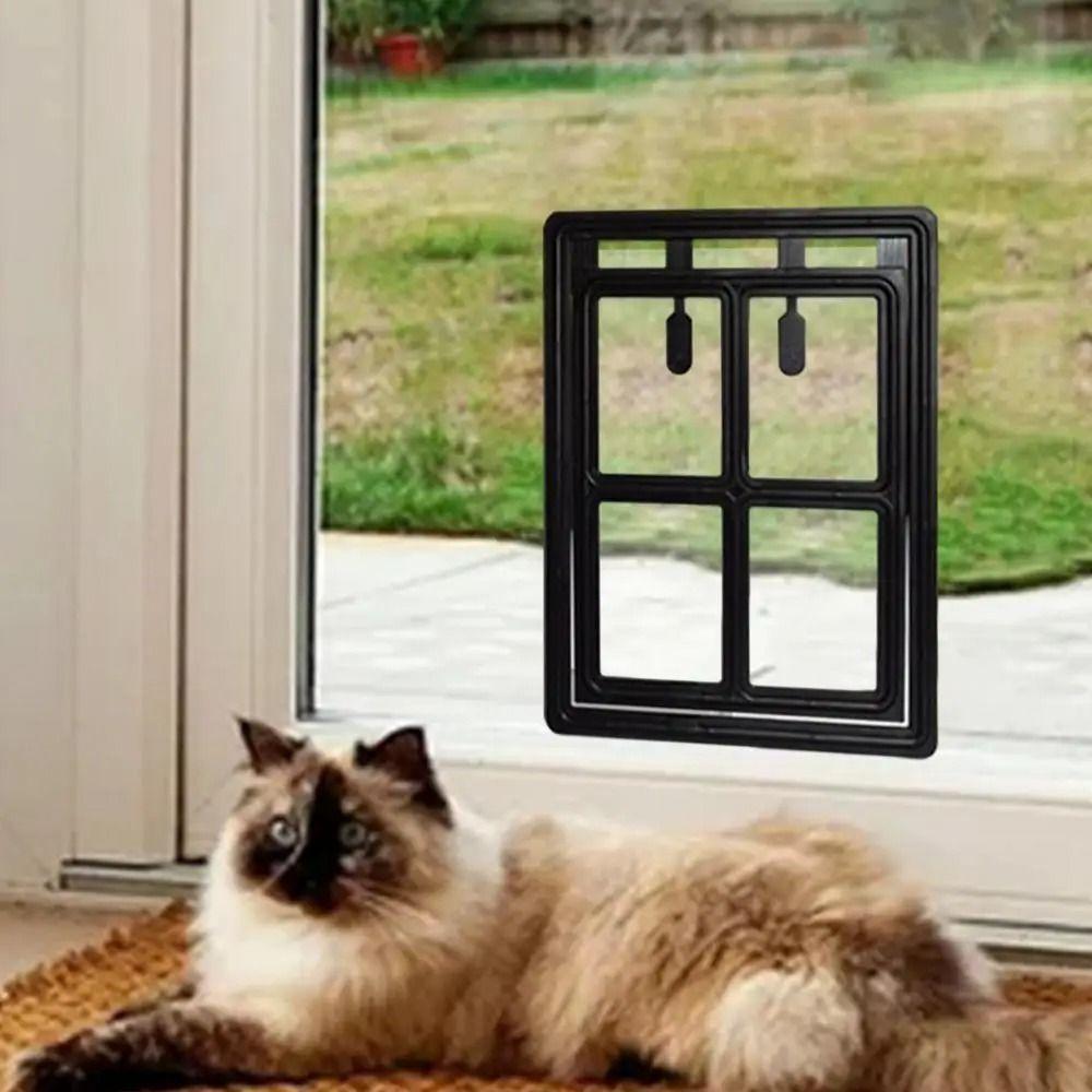 Mosquito Proof Security Flap Gate Plastic Sliding Door Screen Cat Door Hole  For Small Medium Pets