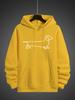 Minimalist One Line Dachshund Print Men's Gray Loose Hoodie, Hip Hop Sports Casual Pocket Street Sweatshirt