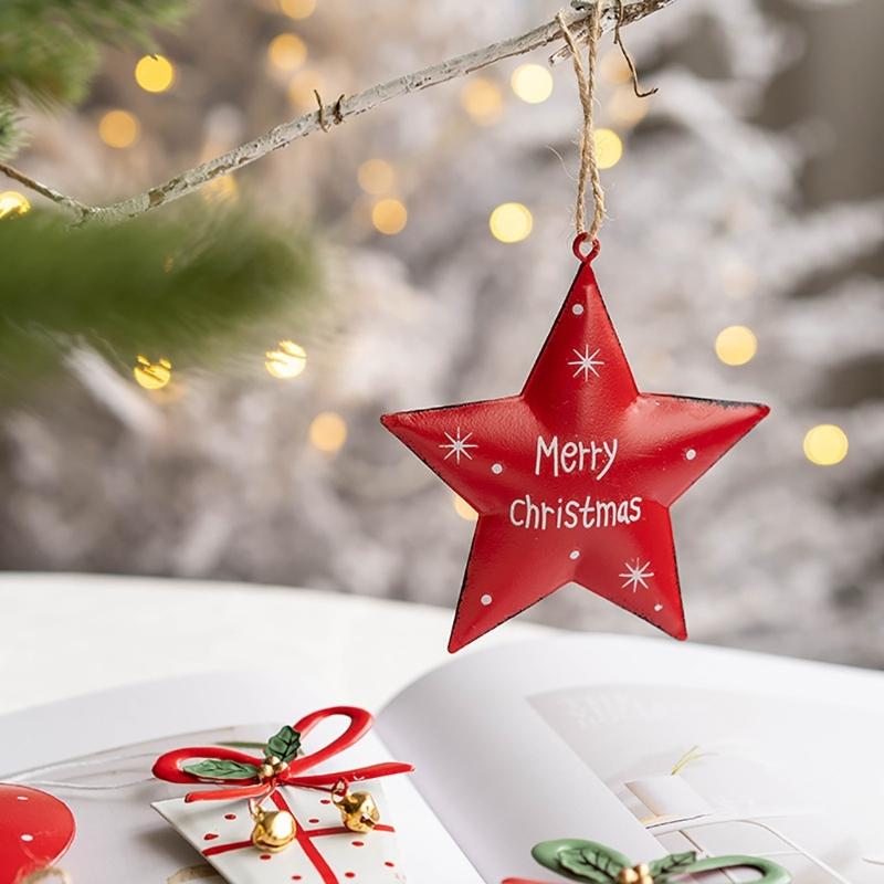 New Iron Christmas Tree Hanging Ornament Christmas Tree Star Snowflake Gift Box Xmas Party Home Decor Pendant Christmas