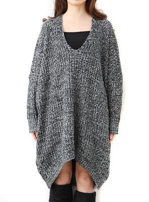 Gold Japan Plus Size Dolman Tweed Cocoon Long Knit Dolman Mini Above the Midi Cropped Long Dress Women's V-Neck Dress, Tunic, Sleeves, Dress, Knee,
