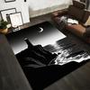 Black and White Landscape Carpet with Lighthouse and Moon Design Suitable for Use As an Anti-slip for Living Room Bedroom Sofas