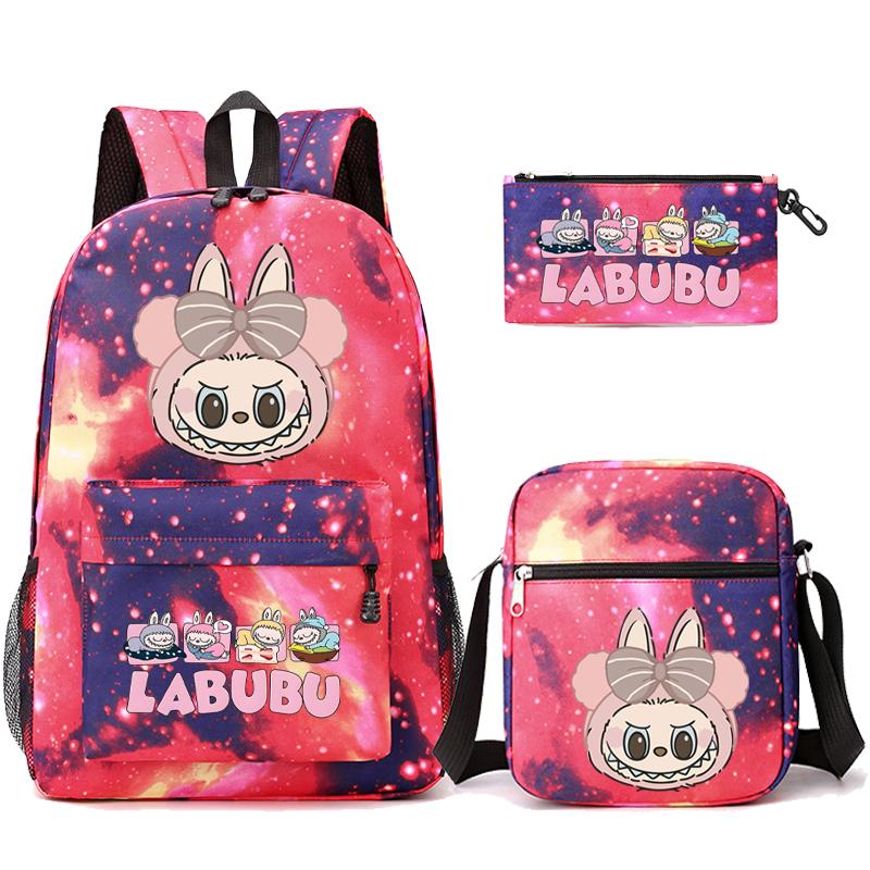 3Pcs/set Cartoon Printed Backpack Teenager Student Boy Girl Schoolbag Larger Capacity Bagpack Travel Bag Kid Gift Mochila