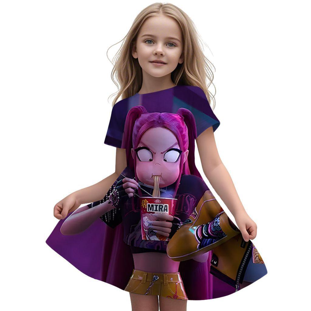 Girls Fly Sleeve Nightgown Girls Milk Silk Dresses