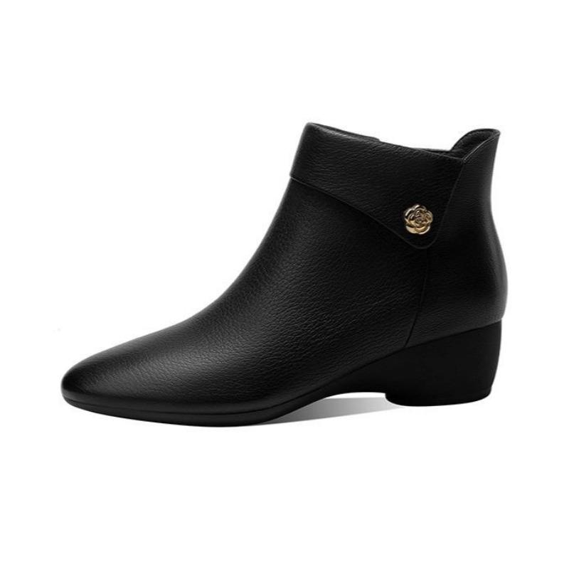 Autumn and Winter Booties, Women's Wedge Heel, Non-slip Soft Soles, Casual Fashion, Versatile Single Boots, Fleece and Warm Cotton Boots