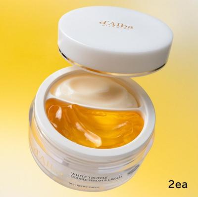 Vegan Double Serum & Cream Jar 70g + Aqua Serum 35g Gift Set — Korean 2-in-1 DIY Customizable White Truffle Moisturizer