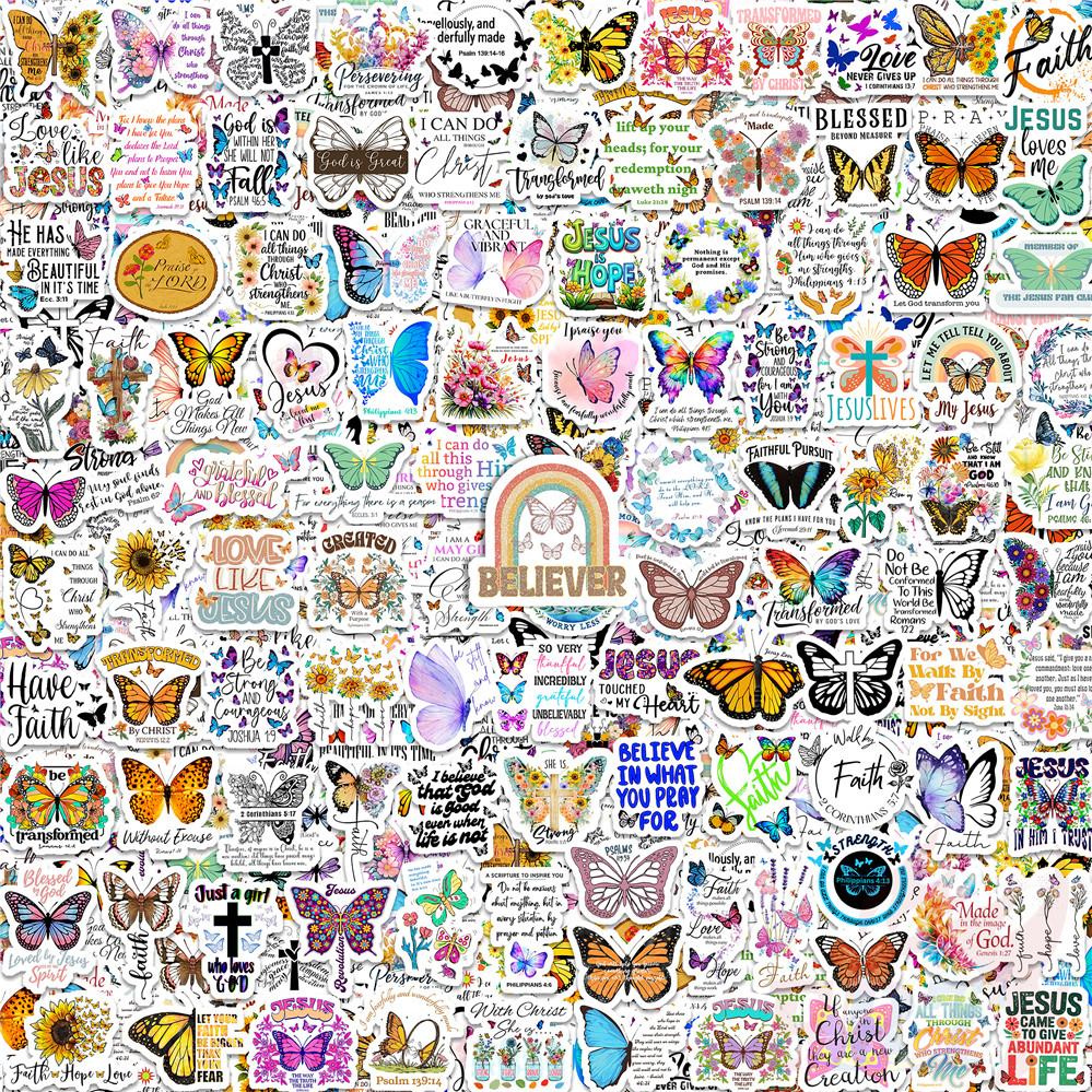 120Pcs/Set Butterfly Bible Phrase Mini Diary Manual Stickers DIY Scrapbooks Album Decor Decals Stickers