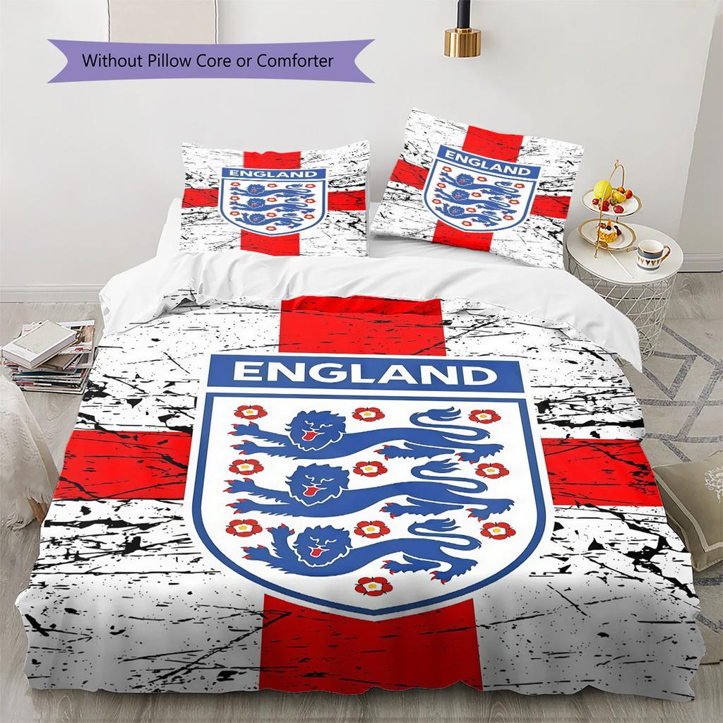 England National Football Team Pattern Bedding,Quilt Set Quilt Cover Pillowcase Home Birthday Gift(1 * duvet cover + 2 * pillowcase, without core)