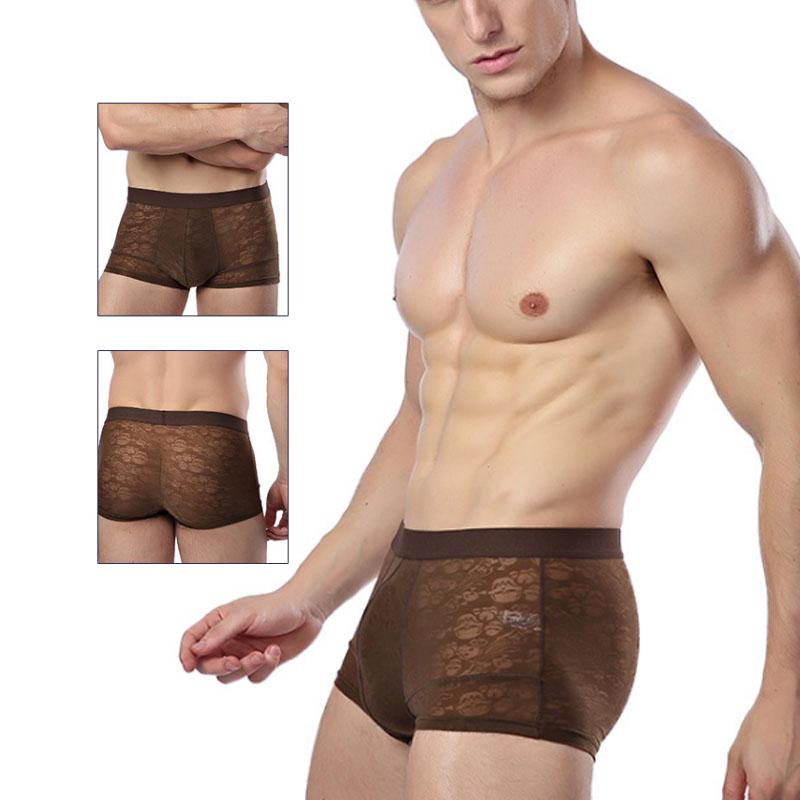 Vogue Gauze Underpants Brief Hollow Out Soft Comfortable Low Waist Breathable Shorts Men Male Sexy Designed Cool Summer Gay