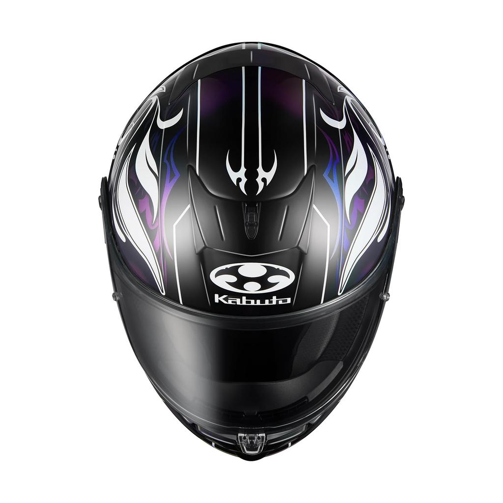 OGK KABUTO AEROBLADE6 ELFI DARK Full Face Motorcycle and Purple Helmet, Black, White, (Size XXL)
