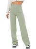 2024 Women's High-Waist Casual Straight Pants with Elastic Belt & Multiple Pockets