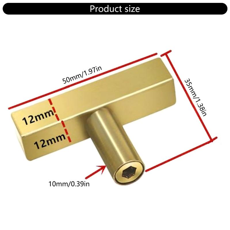 10pcs Brushed Brass Cabinet Handle  Gold Drawer Pulls Easy Install Drawer Handle for Kitchen Cupboards & Furniture