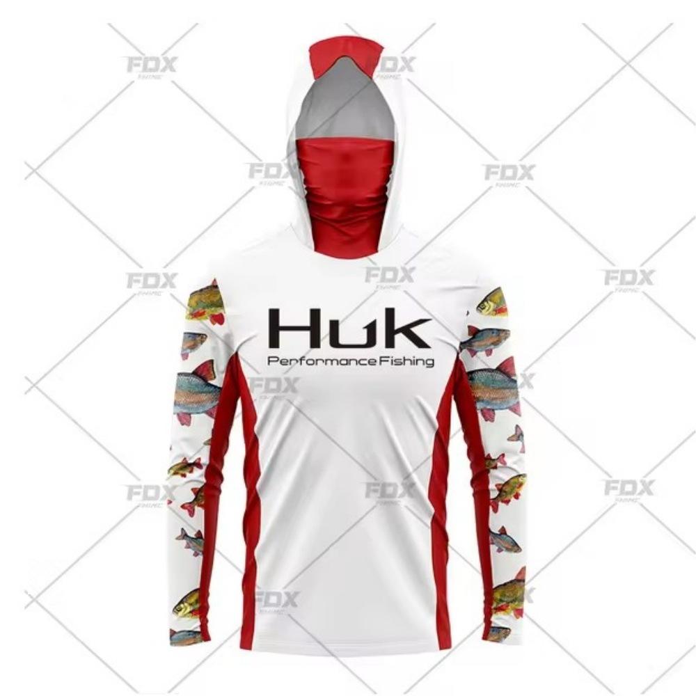 Tuta da pesca HUK integrata con maschera con cappuccio per sport all'aperto transfrontaliera, leggera e sottile, protezione solare, manica lunga, tuta da pesca Luya