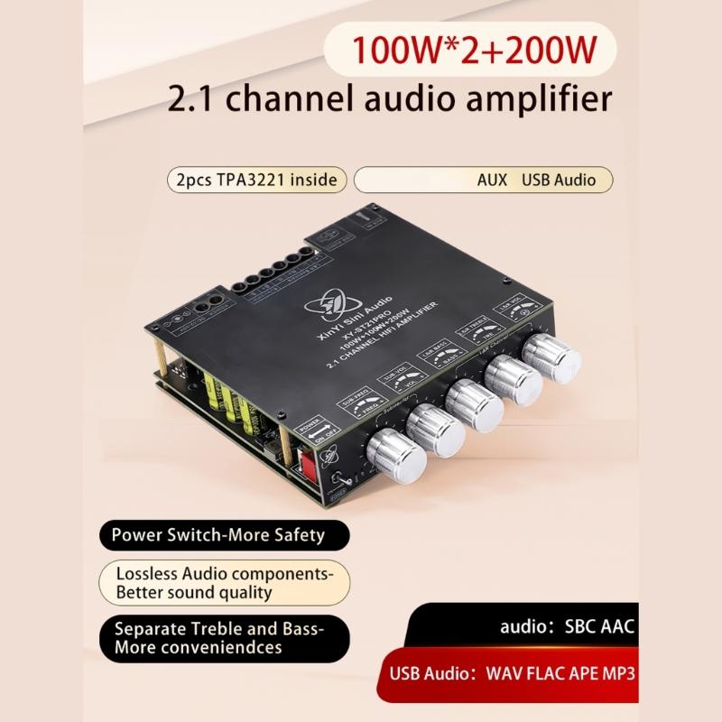 2.1 Channel Subwoofer Digital Power Amplifier Board AUX Wireless DC12V-30V Stereo Amplifier