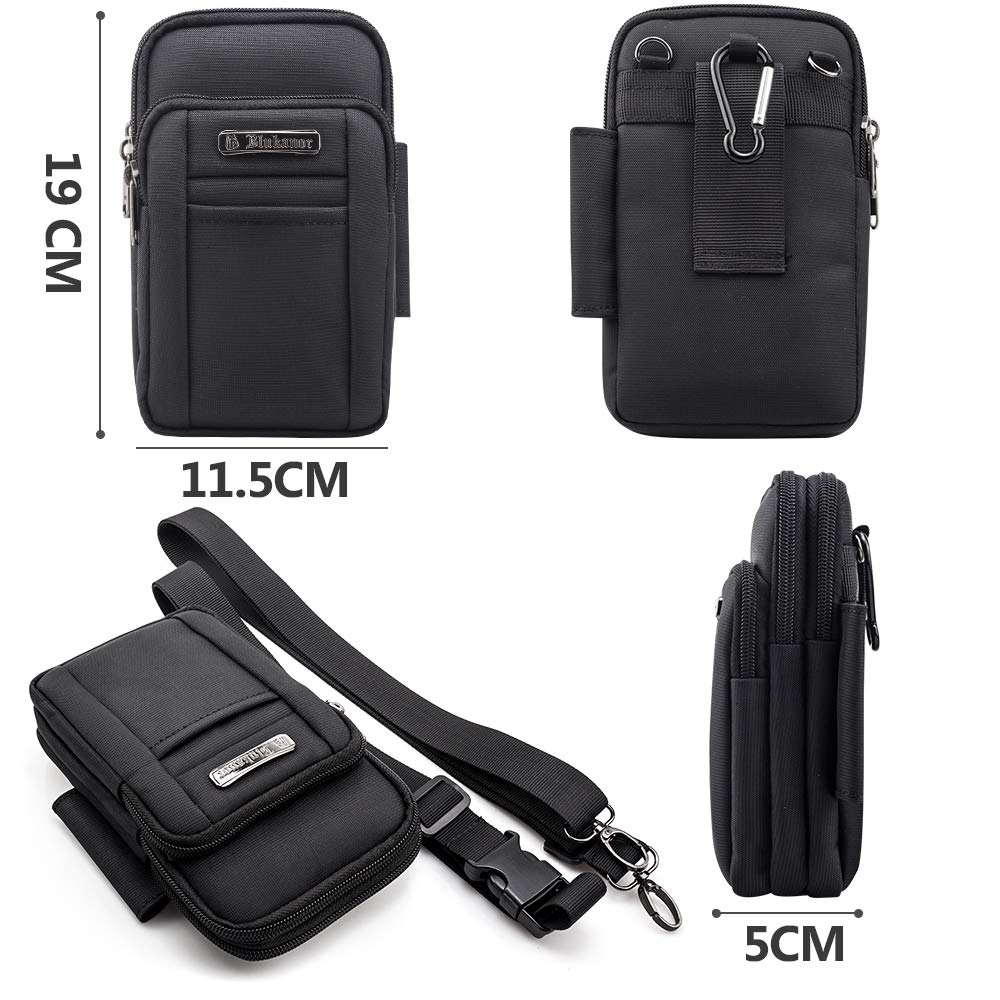 BAGZY Shoulder Waist Smartphone Hiking Pouch with Carabiner and Shoulder EDC Molle Tactical Sports Waist Card Crossbody Small Item Gadget Smartphone