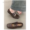 Schafleder~ Mary Jane Schuhe mit quadratischer Spitze und gekreuzten Riemen, Einzelne Schuhe mit flacher Sohle für Frühling und Herbst, Damen Ballerinas mit flachem Absatz und weicher Sohle