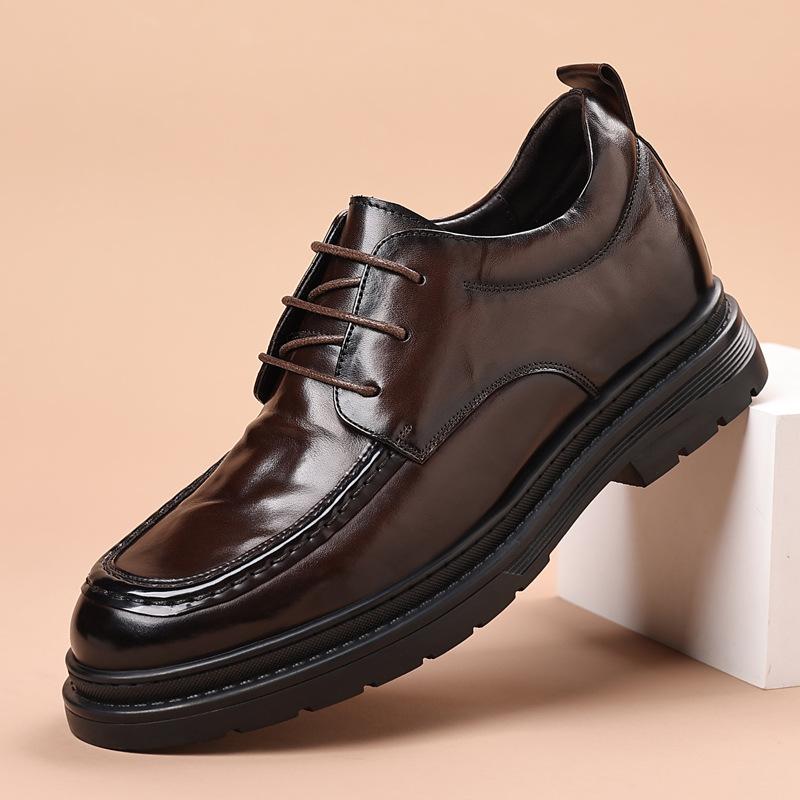 

Деловые Повседневные Кожаные Туфли Мужские Британские Универсальные Нарядные Кожаные Туфли Удобные Дерби Премиум Свадебные Жених Мужские Туфли 37 светло-коричневого