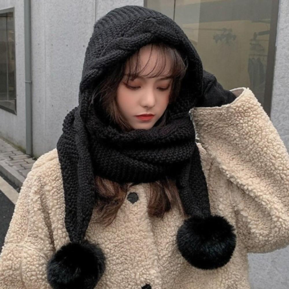 Neck Warmer Knitted Hat Scarf Set Twist Neckerchief Fashion Cycling Balaclavas Hat  All-match