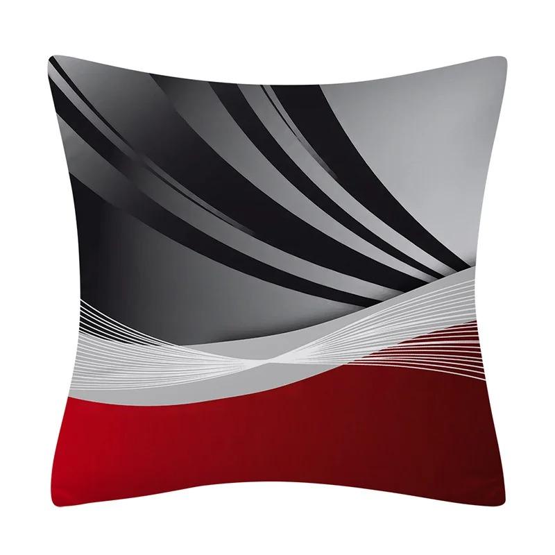 Geometric Red and Black Wave Decorative Pillowcase Car Ornaments Office Living Room Sofa Home Pillowcase