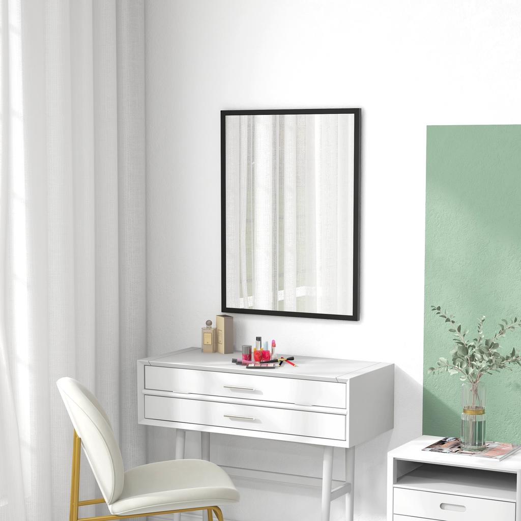 Wall Mirror Decorative Hanging Mirror 60 X 80 Cm Black