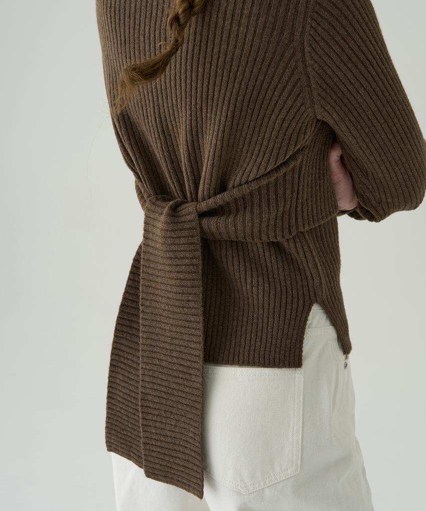 Deuloupisumeon Knotted Layered Bustier Knit [Brown]