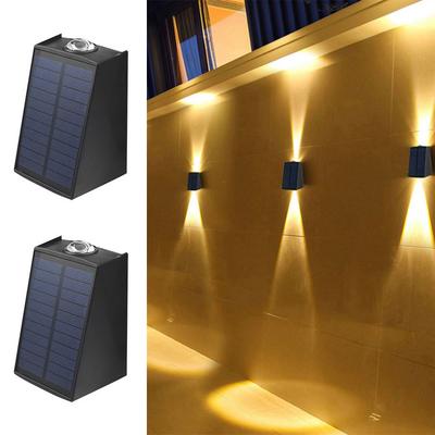 2 LED Solar Duvar Lambası Su Geçirmez Dış Mekan Solar Bahçe Dekor Işıkları Yukarı ve Aşağı Işıklı Aydınlatma Sokak Balkon Bahçe Villa için