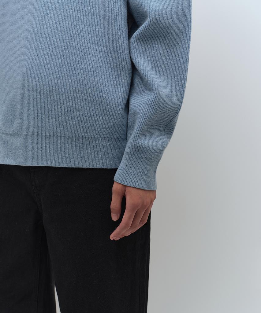 Musinsa Standard [Victoria Wool] Minimal Ribbed Crew Neck Knit [Sky Blue]