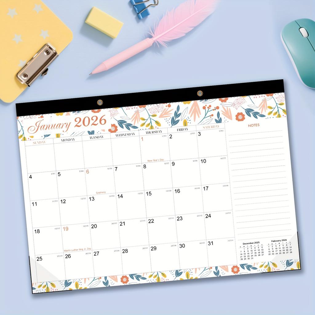 1 Set Desk Calendar 2026-2027: 18-Month Calendar from January 2026 To June 2027 with Schedule & Holidays, 43.18cm X 30.48cm