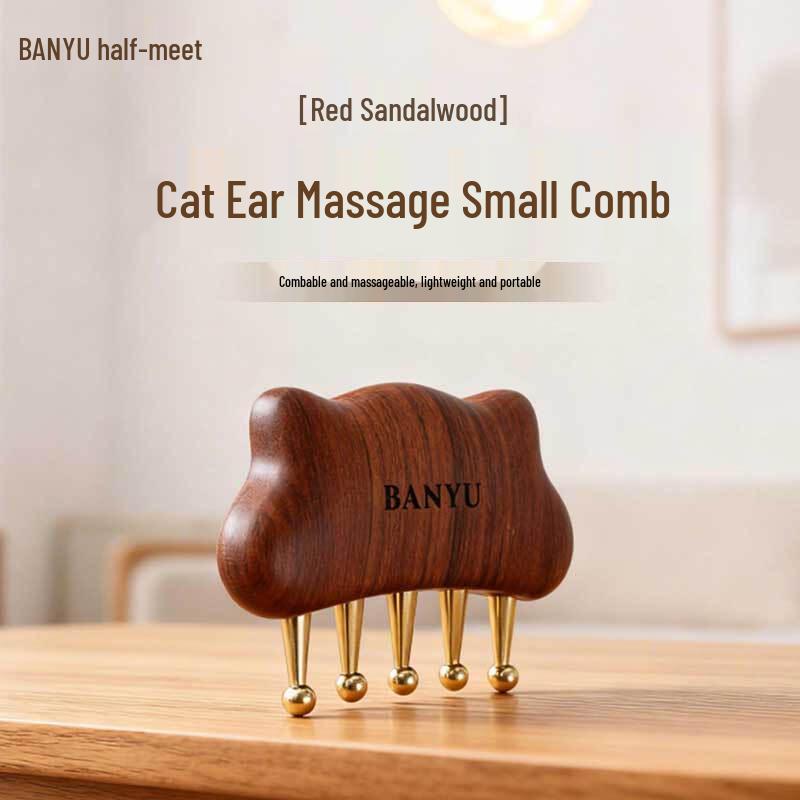 

Red Sandalwood Cat Ear Head Massage Comb