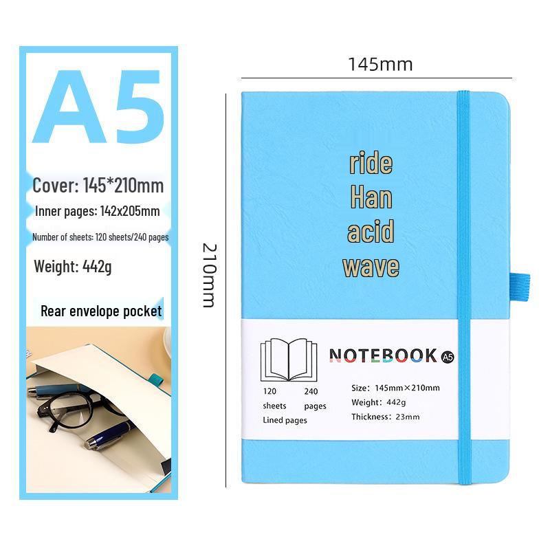A5 Soft Leather Notebook: Multi-Color Options, Customizable, Thickened Pages, Ideal for Students and Business.