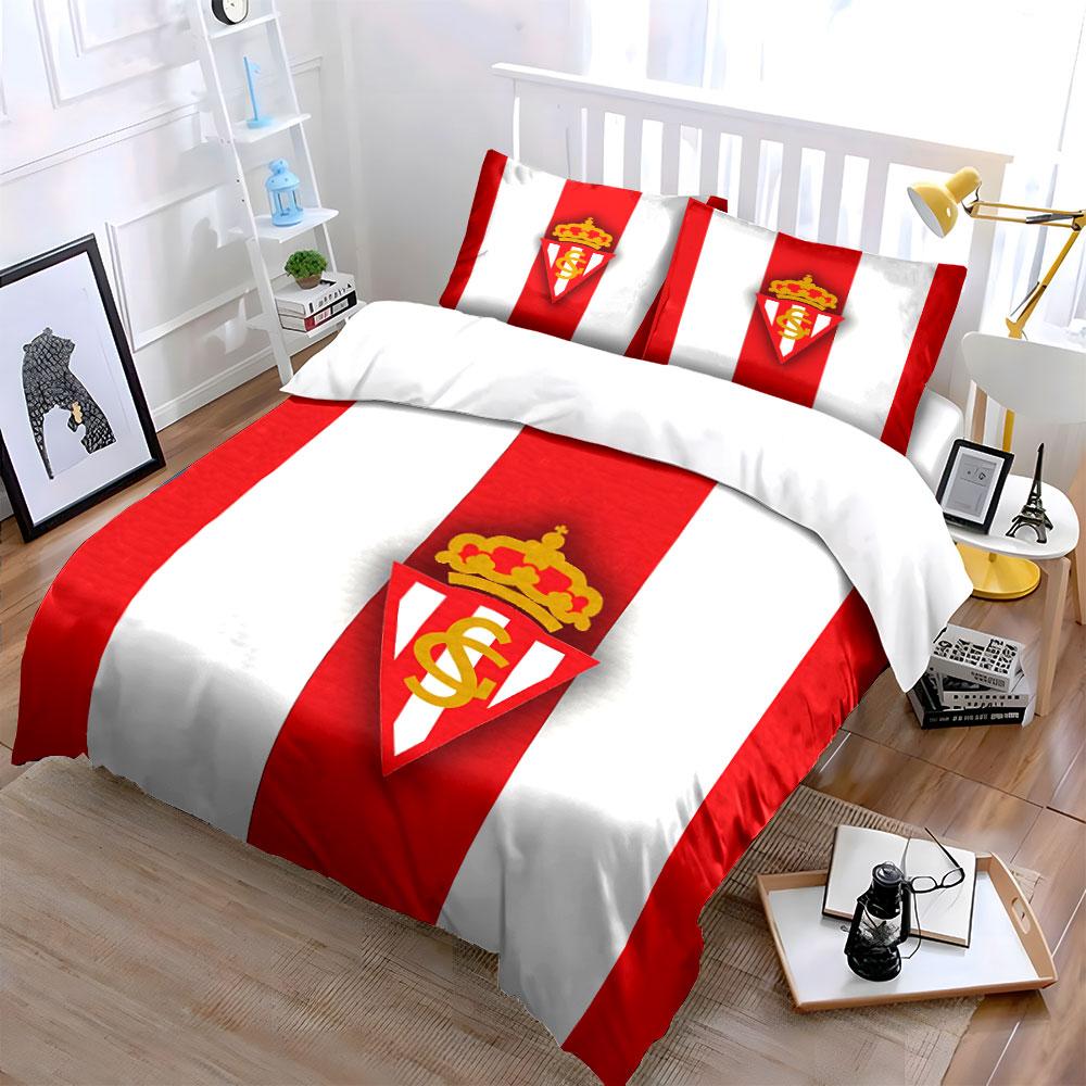 Red and White Crown Logo Bedding Bedding Duvet Cover Set Duvet Cover Pillowcases (1 * Duvet Cover 2 * Pillowcases, Without Duvet Insert)